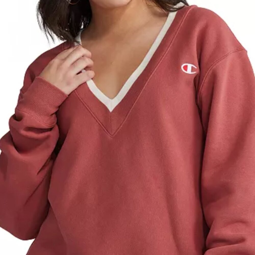 Champion Women's Reverse Weave Ribbed V-Neck Sweatshirt - Picture 10 of 12